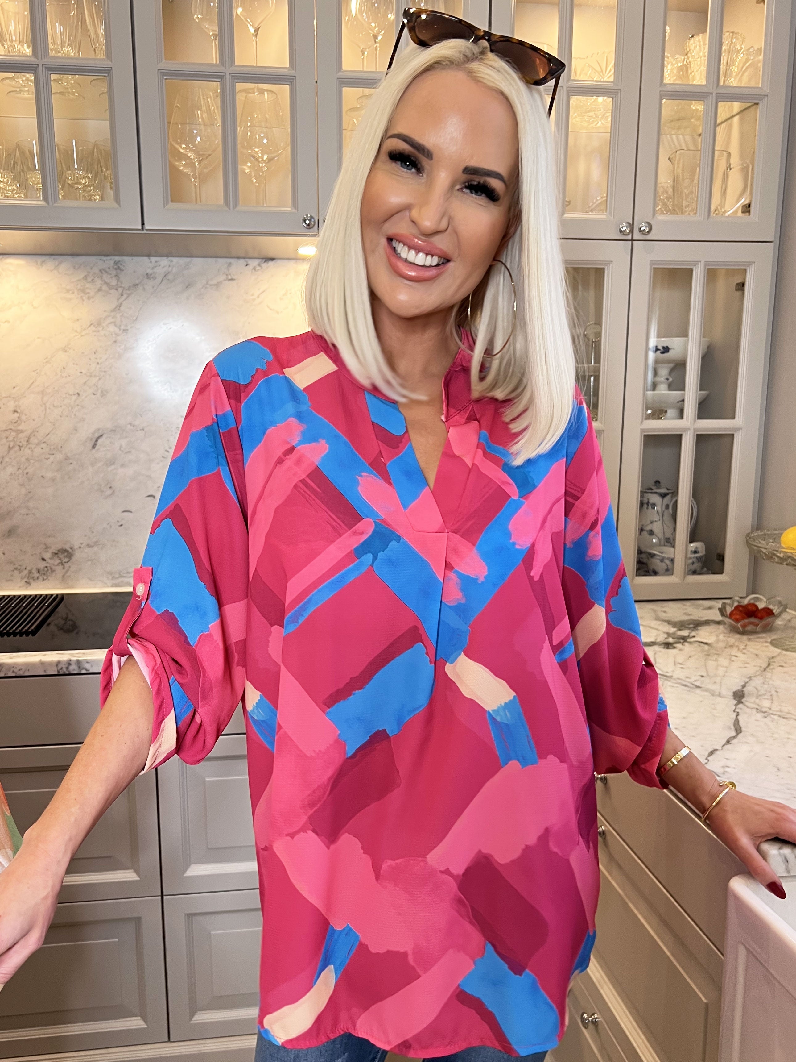 Vanesa Art - Mønstret flerfarvet tunika